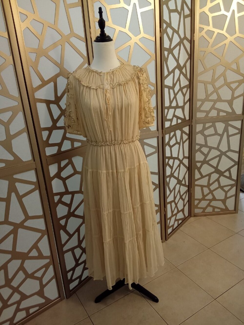 Ulla Johnson Nan Silk Short Sleeve Midi Tiered Dress- Chantilly Size 4 & 8 NWT - Picture 2 of 10